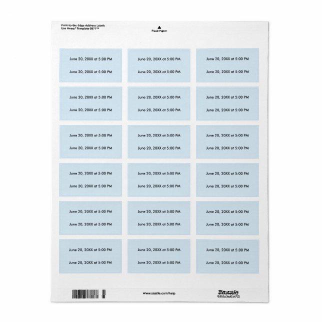 Étiquette Texte personnalisé 2 lignes, arrière - plan bleu c (Feuille entière)