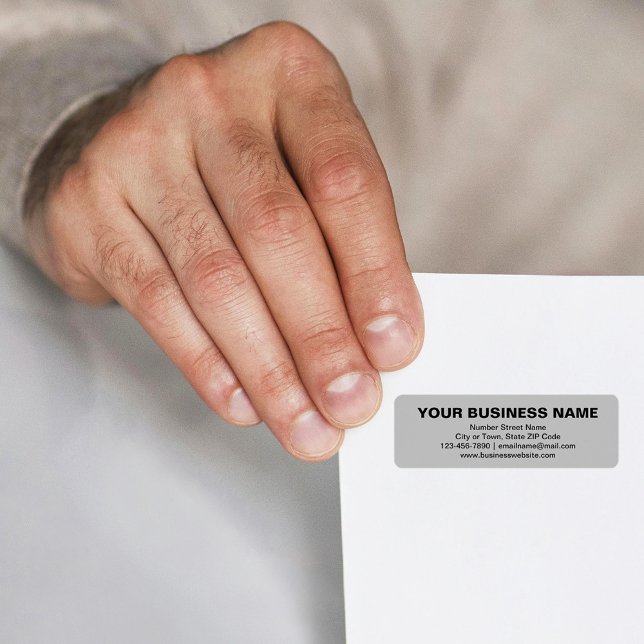 Étiquette Textes simples Marque commerciale sur gris Adresse (Gray return address label with your business brand in plain text)
