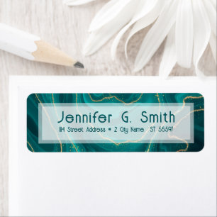 Étiquette Texture en marbre liquide turquoise avec accents o