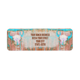 Étiquette Texture Turquoise rustique du crâne occidental tau