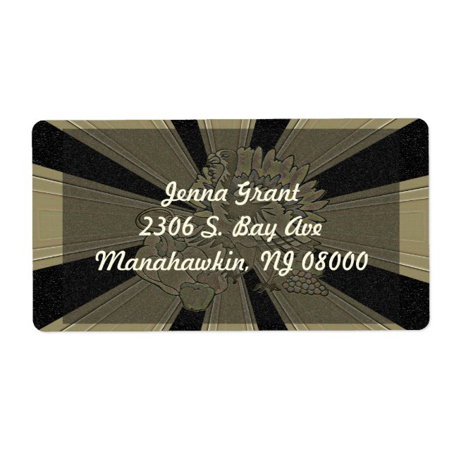 Étiquette Thanksgiving Turquie sculpté - (Devant)