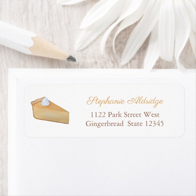 Étiquette Thanksgiving Watercolor Citrouille Pie Adresse de  (En situation)