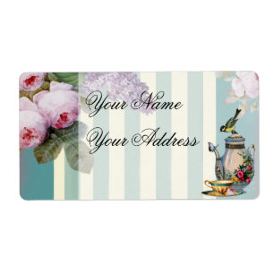 Étiquette Thé au Petit Trianon avec théière et tasse