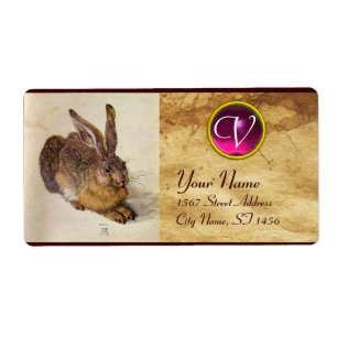 Étiquette THE RABBIT ( Young Hare ) Monogram Pink Amethyst