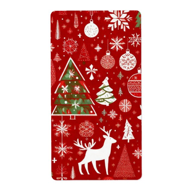 Étiquette Thème de Noël Arbres de Noël Flocon de neige Balis (Devant)
