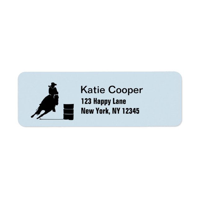Étiquette Thème Rodéo Cowgirl Barrel Racine Silhouette (Devant)