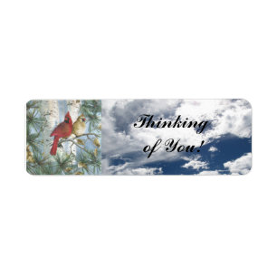 ÉTIQUETTE THINKING OF YOU-CARDINALS- RETURN ADDRESS LABELS
