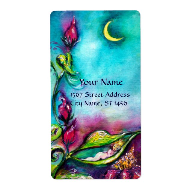 ÉTIQUETTE THUMBELINA DORMIR ENTRE FEUILLES ROSE (Devant)