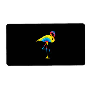 Étiquette Tie Dye Flamant rose arc-en-ciel Imprimer Oiseau A