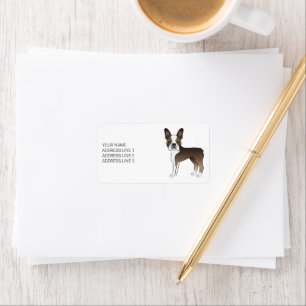 Étiquette Tigre Boston Terrier Chien de Dessin Animé Mignon
