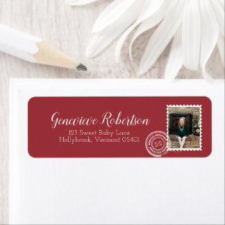 Étiquette Timbre Postal Spécial Livraison Adresse Rouge