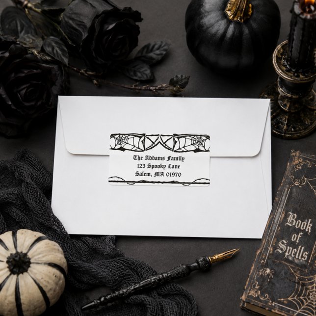 Étiquette Toile d'araignée gothique Halloween personnalisé (Créateur téléchargé)