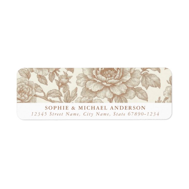 Étiquette Toile rose Français Floral Retourner Adresse Étiqu (Devant)
