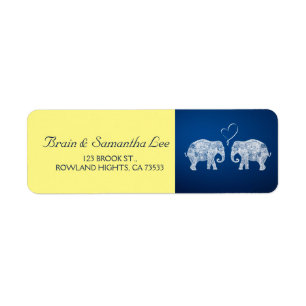 Étiquette TONNES D'AMOUR Mariage éléphant bleu et jaune