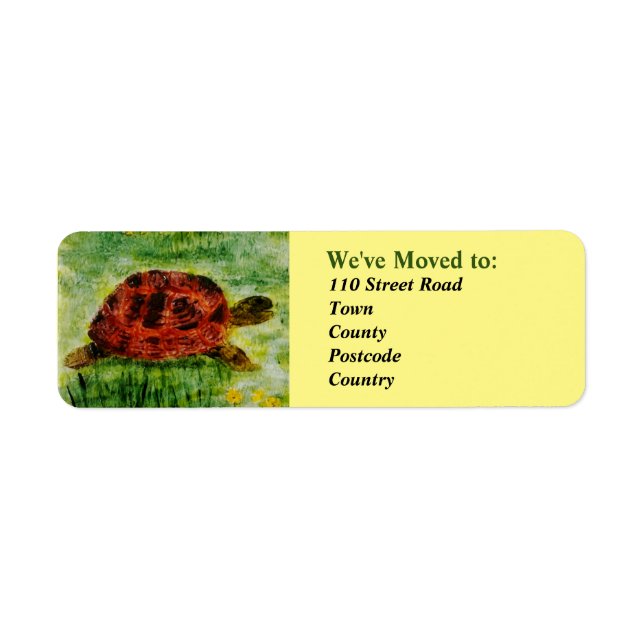 Étiquette Tortoise Moving Home Nouvelle adresse (Devant)