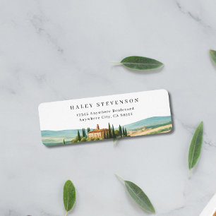 Étiquette Toscane aquarelle illustration Mariage Skyline