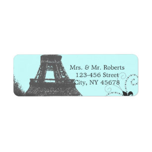 Étiquette tour eiffel bleu vintage paris mariage