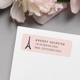 Étiquette Tour Eiffel rose vif Adresse de retour
