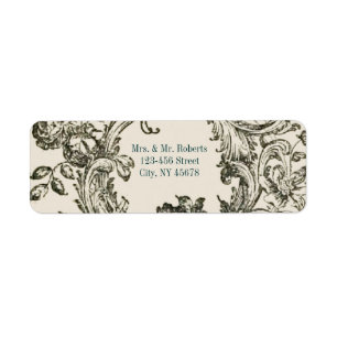 Étiquette tourbillons élégants Vintage lys fleuri mariage de