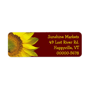 Étiquette Tournesol Adresse de Retour Mince Peau Rouge Foncé