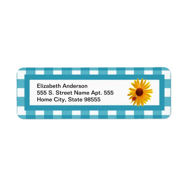 Étiquette Tournesol D'Été En vichy Nom (Devant)