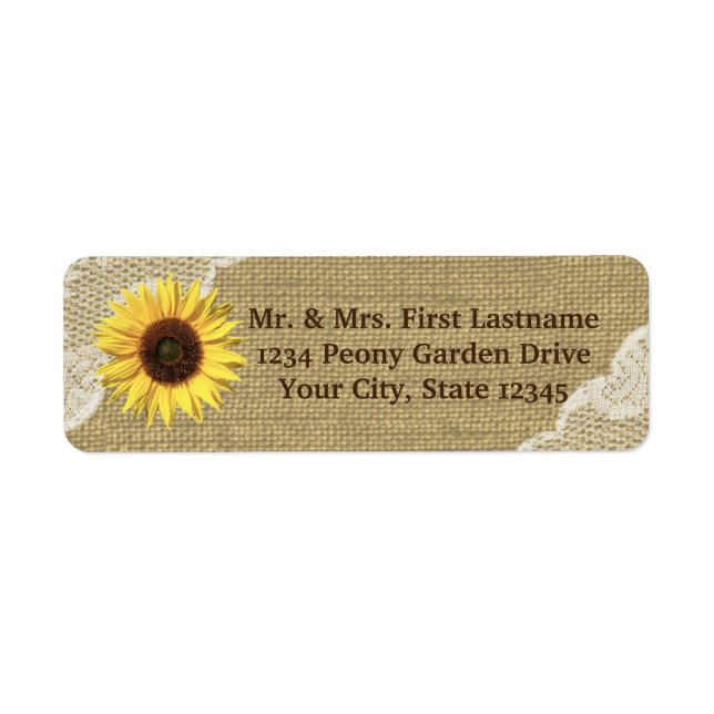 Étiquette Tournesol du pays et dentelle (Devant)