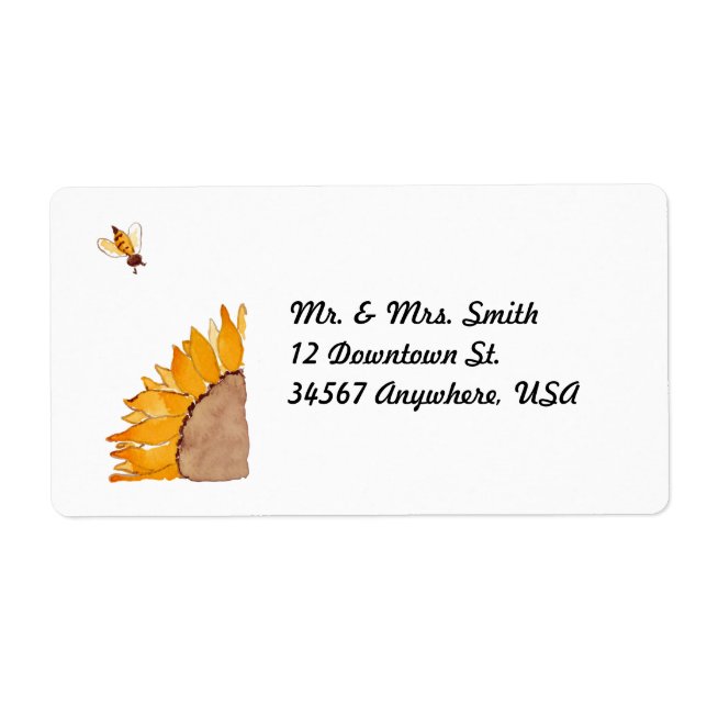 Étiquette Tournesol et abeille (Devant)