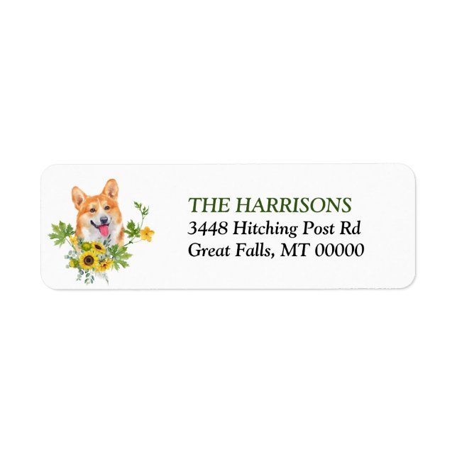 Étiquette Tournesol Eucalyptus Pembroke Welsh Corgi Chien (Devant)