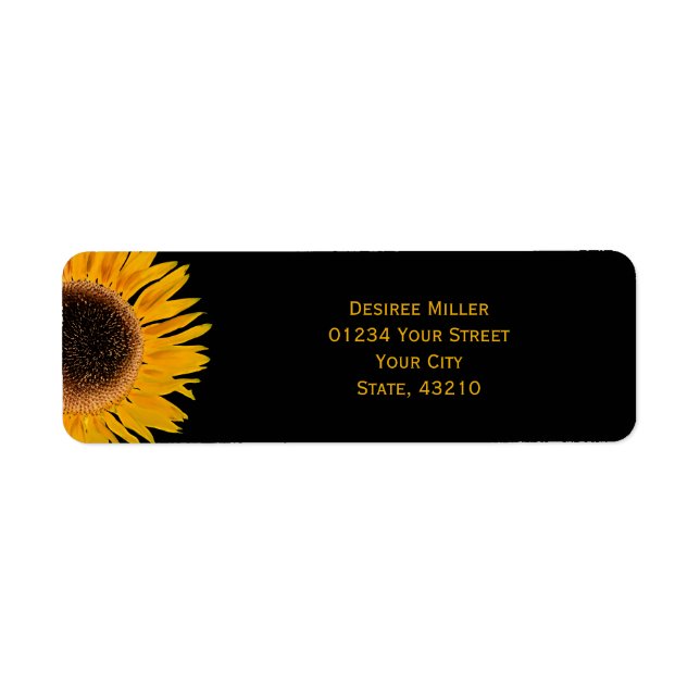 Étiquette Tournesol Jaune Arrière - plan Noir Pays Rustique (Devant)