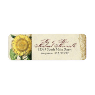 Étiquette Tournesols floraux vintages - mariage de automne