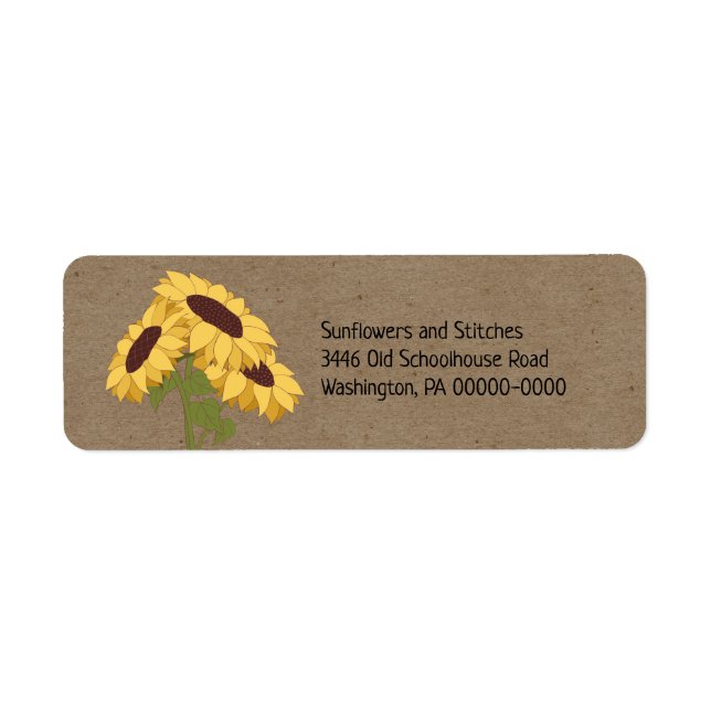 Étiquette Tournesols sur Rustic Kraft Adresse de retour (Devant)