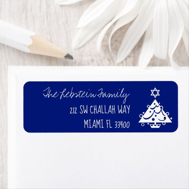Étiquette Tout Noël de couleur + Arbre de Hanoukka + Bleu de (En situation)