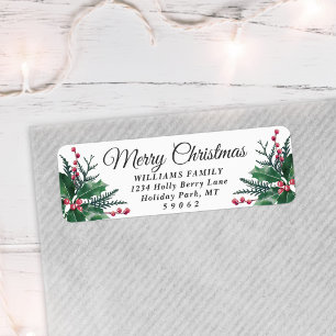 Étiquette Tout texte Christmas Holly & Berries Adresse de re