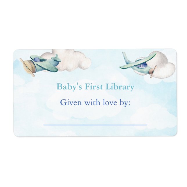 Étiquette Toy Plane Nuages Sky Travel Adventure Baby shower (Devant)