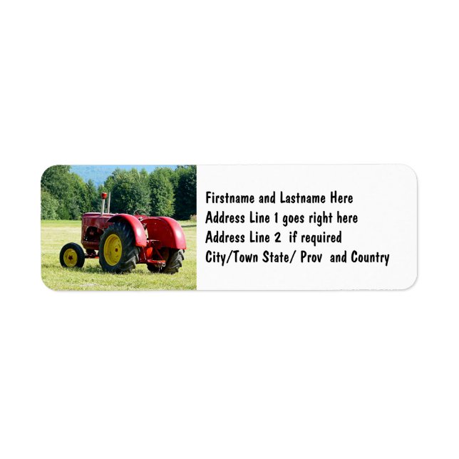 Étiquette Tracteur agricole rouge antique (Devant)