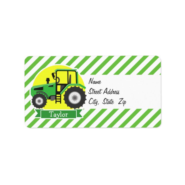 Étiquette Tracteur agricole vert avec jaune; vert et blanc (Devant)