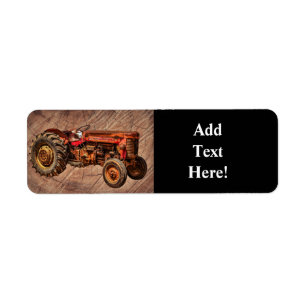 Étiquette tracteur rouge antique