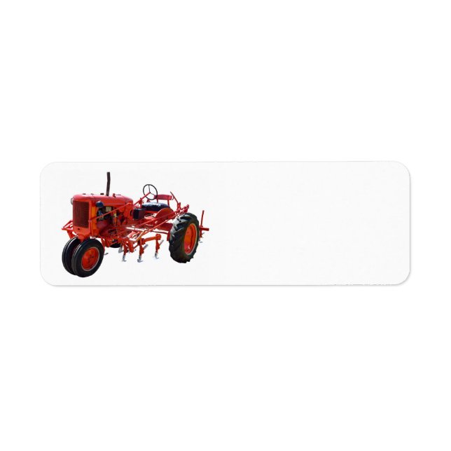 Étiquette Tracteur rouge vintage (Devant)