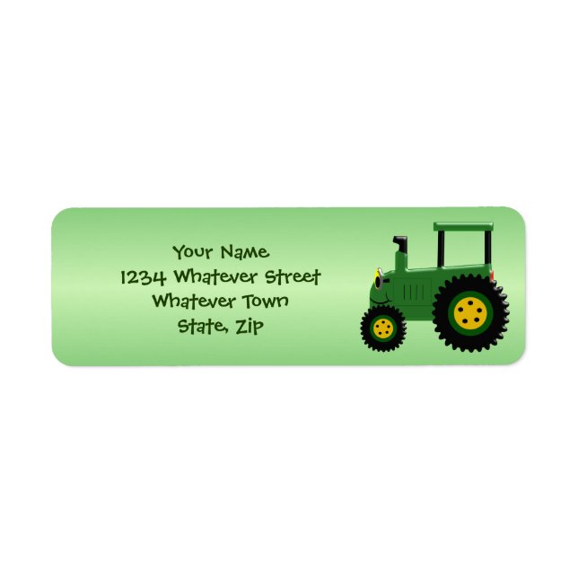 Étiquette Tracteur vert personnalisé (Devant)