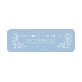 Étiquette Trame florale bleu Dusty Adresse de retour