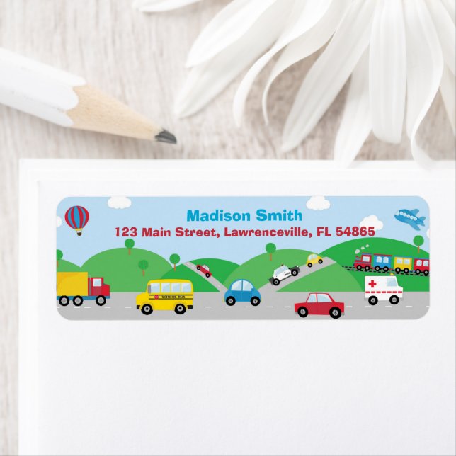 Étiquette Transport Anniversaire Baby shower Adresse de reto (En situation)