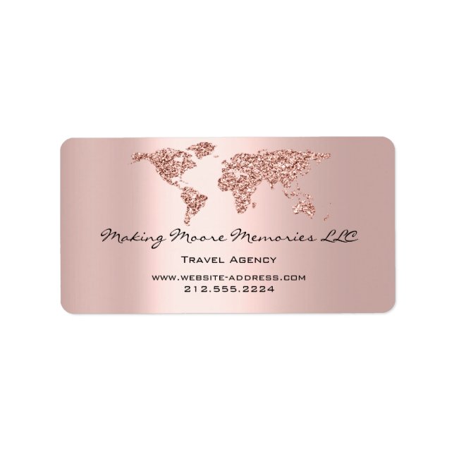 Étiquette Travel Blogger Agency Earth Globe Rose Parties sci (Devant)