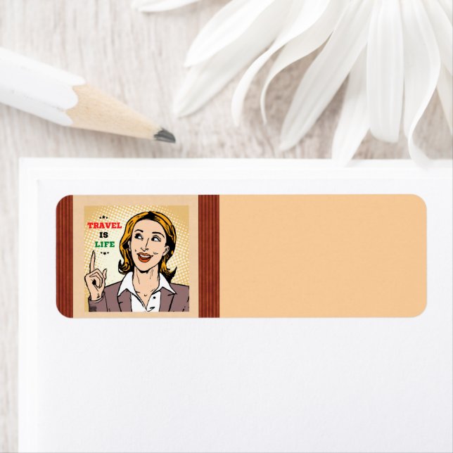 Étiquette Travel is Life Return Adresse Label (En situation)