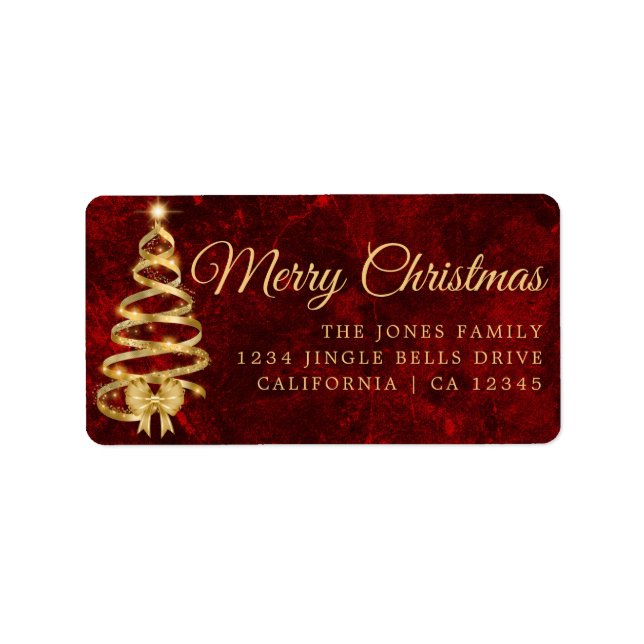 Étiquette Tree Happy Holidays Red Return Adresse Label (Devant)