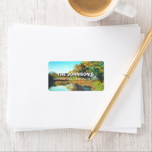 Étiquette Trees Landscape Art Custom Label