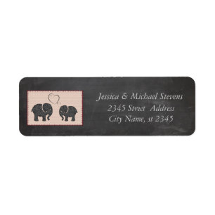 Étiquette Trendy mignon éléphants romantiques en chalkboard