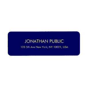 Étiquette Trendy Navy Blue Faux Gold Police Adresse de retou