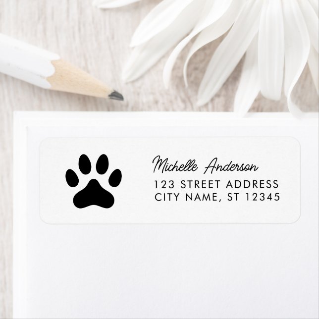 Étiquette Trendy Paw Print Return Address Label   (En situation)