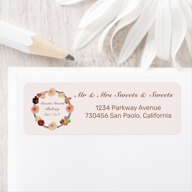 Étiquette Trendy Rose Sweets Boulangerie Aquarelle Floral (En situation)