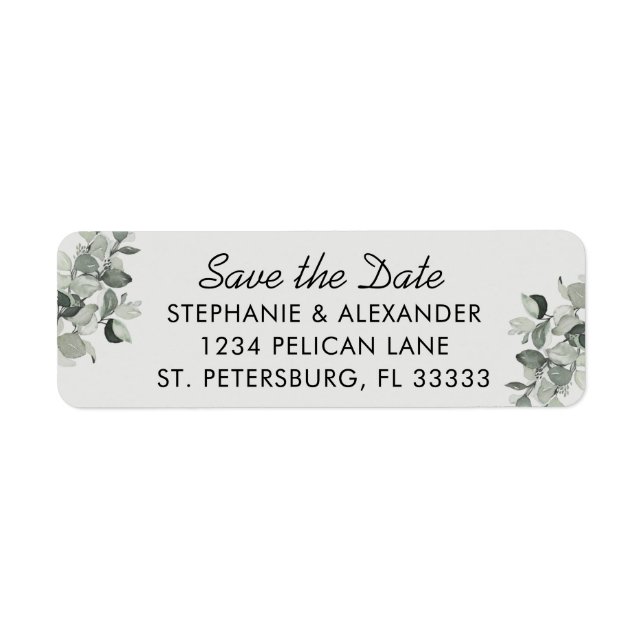 Étiquette Trendy Sage Green Gray Eucalyptus Wedding (Devant)